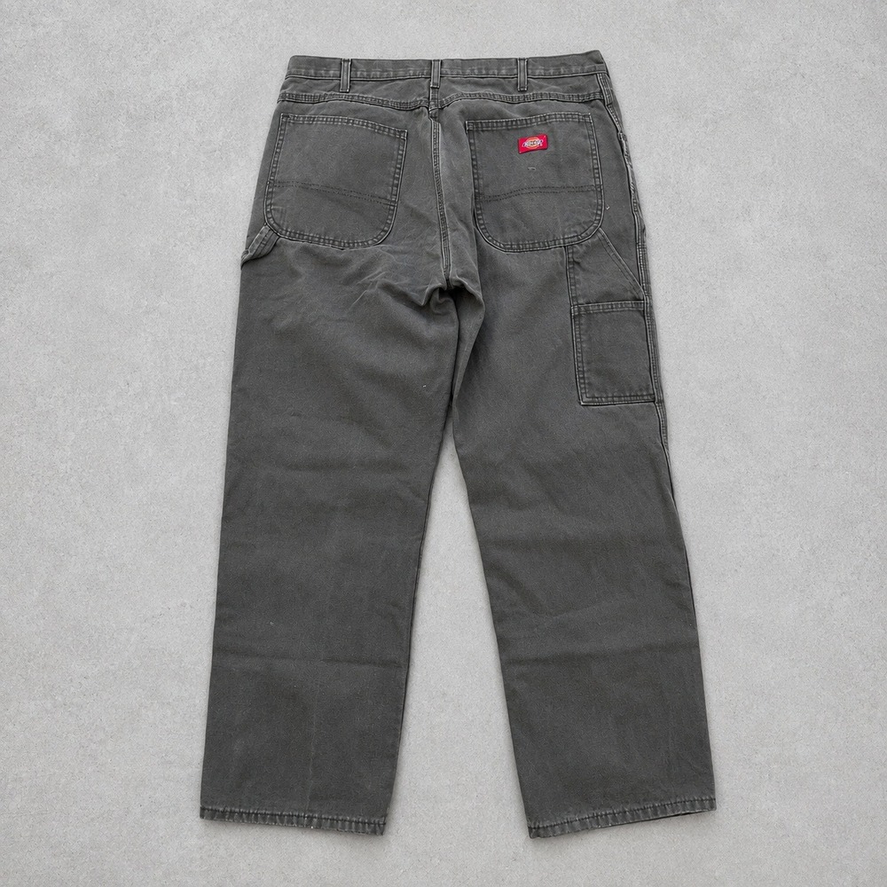 Dickies Mens Gray Duck Canvas Carpenter Pants Baggy Fit 36x30 Workwear Carhartt